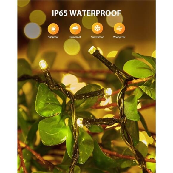 Solar Christmas Lights Outdoor 240 LED String Lights 92FT Waterproof Patio Yard - Picture 4 of 7